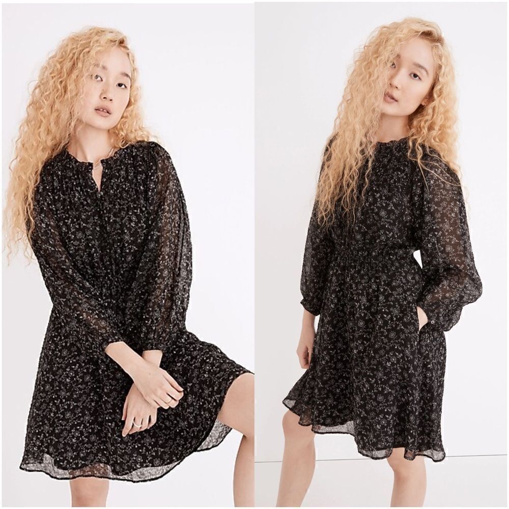 Madewell 2022 Ruffle-Neck Button-Front Mini Dress